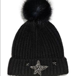 Winter Angel Sparkling Star Hat BLK NWT